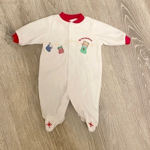 My First Christmas newborn baby fuzzy footie onesie long-sleeves Child of Mine